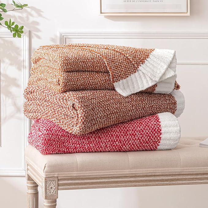 MIULEE Red Super Soft Throw Blanket for Couch, Cozy Fluffy Warm Blankets Knit Throw Blankets for Sofa, Bed, Chair, Living Room, Camping, Picnic, 50 x 60 inch