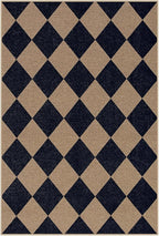 Lahome Checkered Easy Jute Kitchen Rug, 2x3 Indoor Door Mat Small Neutral Area Rug, Farmhouse Diamond Non Slip Non Shedding Lightweight Floor Carpet for Entry Porch