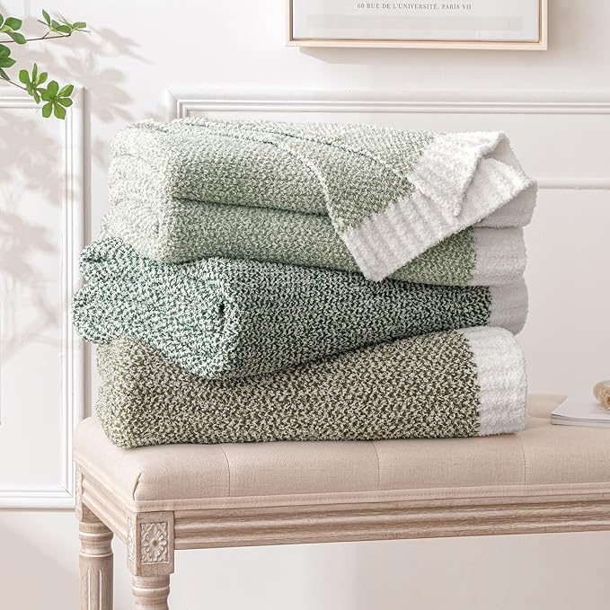MIULEE Sage Green Super Soft Throw Blanket for Bed, Twin Size Cozy Fluffy Warm Blankets Knit Blankets for Couch, Sofa, Chair, Living Room, Camping, Picnic, 60 x 80 inch