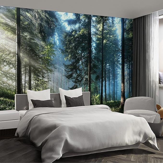 Forest Landscape Wall murals Woodland Tree Peel and Stick Wallpaper for Bedroom Living Room - 58"x86"