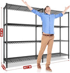 REIBII 61.7''W Storage Shelves Load 1220LBS Wire Shelving Unit 4 Tier Metal Shelving for Storage Rack Shelves Heavy Duty Garage Shelf Pantry Shelves Kitchen Shelving, 61.7" W*62.9" H*15.8" D, Black