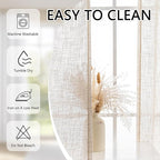 MYSKY HOME Linen Curtains for Living Room, Natural Semi Sheer Curtains & Drapes Light Filtering Farmhouse Country Boho Style Back Tab Draperies for Sliding Glass Door (Customsize, Linen)
