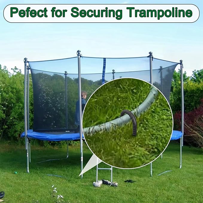 18 Inch Steel J Hook Rebar Ground Stakes 16 Pack 1/2 Inch Diameter Fence Stakes for Wire Fencing with Chisel Point End Metal Tent Stakes Heavy Duty for Outdoor Camping, Black