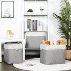 Bidtakay Extra Large Storage Baskets for Organizing 17x12x15.1 inch 3-Pack Fabric Closet Organizers Storage Bins with Handles Foldable Storage Baskets for Shelves Clothes XL-White&Grey