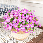 Artificial Flowers for Outdoors Fake Plants Outside Decoration, 12 Bundles Silk Purple Morning Glory UV Resistant Look Real Faux Flowers for Planter Front Door Porch Patio Yard Gardens Home