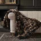 EVERGRACE Ultra Soft Luxury Fluffy Ridgeline Faux Rabbit Fur Throw Blanket, Thick Warm Bubble Throw for Bed, Cozy Plush Reversible Blankets for Couch, Chair, Sofa, Mocha Brown, 50x60 Inches, 870 GSM