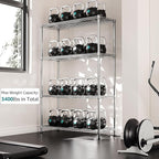 IZEUK 3400 LBS Garage Shelving Wide Storage Shelves 4 Tier Metal Shelves Heavy Duty Adjustable Utility Shelf Rack Chrome 17.7" D x 59.1" W x 70.4" H