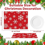 Christmas Placemats Set of 6 Christmas Red and White Snowflake Plastic Table Mats Winter Place Mats Washable Seasonal Xmas Winter Holiday Table Decoration for Indoor Outdoor Party Kitchen Dining