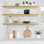 Sorbus Floating Shelves for Wall - 35 Inch Long Bathroom Shelves, Wall Decor for Bedroom, Kitchen, Living Room & Book Storage - Mounted Floating Shelf with Invisible Brackets (Maple Wood, 3 Pack)
