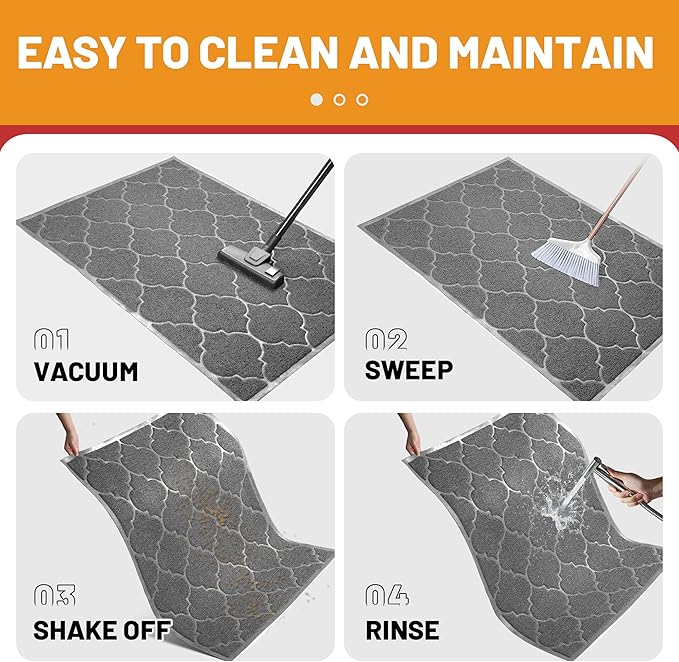 Door Mat Outdoor, 24x36, Welcome Mats for Entryway, Front Doormat for Home Entrance, Indoor Floor Mat, Durable, Non-Slip, Boot Scraper, Catches Muddy and Dirt(Grey)