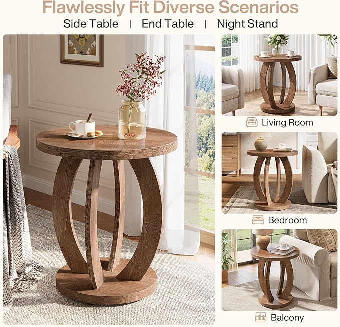 Tribesigns Round Side Table with Storage
