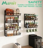 Over The Door Pantry Organizer, Pantry Storage and Organization, 6-Tier Adjustable Hanging Baskets, Metal Wall Mount Spice Rack Seasoning Shelves for Home & Kitchen, Laundry Bathroom - Black