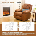Recliner Chair with Electric Massage Adjustable Footrest & Heat, Manual Leather Recline for Adults Living Room Remote Control (Chestnut Brown)