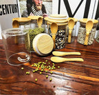 7.6 oz Airtight Mini Glass Jars with Bamboo Lids and Bamboo Spoons, Spice Jars Small Food Storage Containers for Kitchen, Bathroom, Home Decor Set of 8