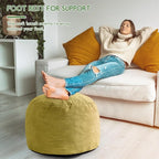 HIGOGOGO Round Stuffed Pouf Ottoman, Corduroy Poufs with Foam Chunk Filling, Furry and Fluffy Pouf Foot Stool Storage Ottoman, 26 X 18 Floor Poufs Foot Rest for Living Room, Green