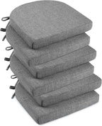 downluxe Indoor Chair Cushions for Dining Chairs, Soft and Comfortable Textured Foam Kitchen Chair Pads with Ties and Non-Slip Backing, 16" x 16" x 2", Dark Grey, 6 Pack