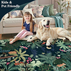 LIVEBOX 6x9 Jungle Dark Rug Dining Room Rugs for Under Table, Soft Modern Green Rugs for Living Room, Washable Kids Rug for Boy Bedroom, Non-Skid Kids Carpet Playmat for Play