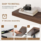 fuqing Floating Shelves for Wall, Bathroom Shelf Wall Mounted for Storage, Shelves with Invisible Bracket for Bedroom, Kitchen, Living Room, Farmhouse Small Book Shelf, 55 Inch Set of 2, Walnut