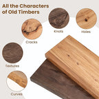 Floating Shelves for Wall Decor, Rustic Solid Elm Wood Live Edge Floating Shelves Wall Mounted, Wall Shelves with Invisible Bracket for Living Room Bathroom Bedroom Kitchen, 32 Inch Set of 2, Natural