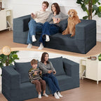 Folding Bean Bag Chair for Adults,3-in-1 Bean Bag Couch Faux Fur Floor Sofa Large Beanbag Convertible Bean Bag Sofa Bed with Pillow in Bedroom,Living Room,Apartment(Queen,Dark Grey)