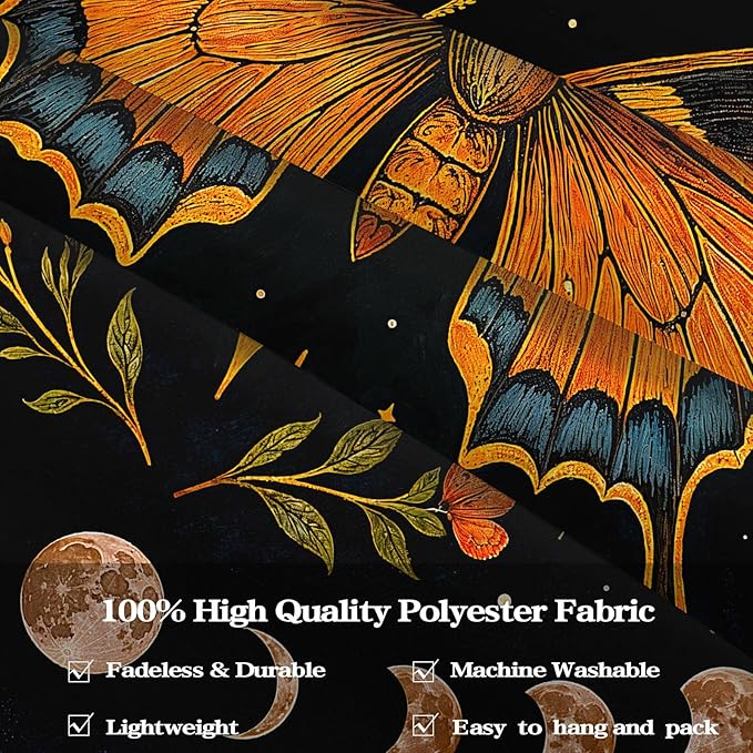 Lunerfex Moon Phase Butterfly Floral Wall Tapestry, Celestial Botanical Tapestries for Room Decor, Mystical Tapestry 60x44 Inch