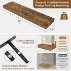 fuqing Floating Shelves for Wall, Bathroom Shelf Wall Mounted for Storage, Shelves with Invisible Bracket for Bedroom, Kitchen, Living Room, Farmhouse Small Book Shelf, 30 Inch Set of 2, Rustic Brown