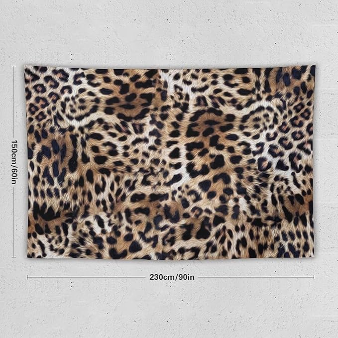 HZOHNAGO Leopard Print Tapestry Nature Wildlife Vintage Cheetah Fur Spot Animal Skin Wild Animals Spots Printed Wall Tapestry Painting Wall Hanging for Bedroom Living Room Dorm 90" W x 60" H