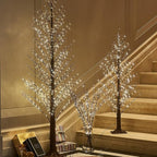 Fudios Lighted Branches Plug in 32IN 200 LED Mantle Winter Decor, Brown Twig Branch Lights for Christmas Holiday Party Indoor Outdoor