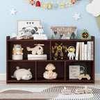 Book Shelf, 5 Cubes Storage Organizer, Open Shelf Wooden Bookcase, Freestanding Cherry Bookshelf Cube Shelf for Bedroom, Living Room, Home Office