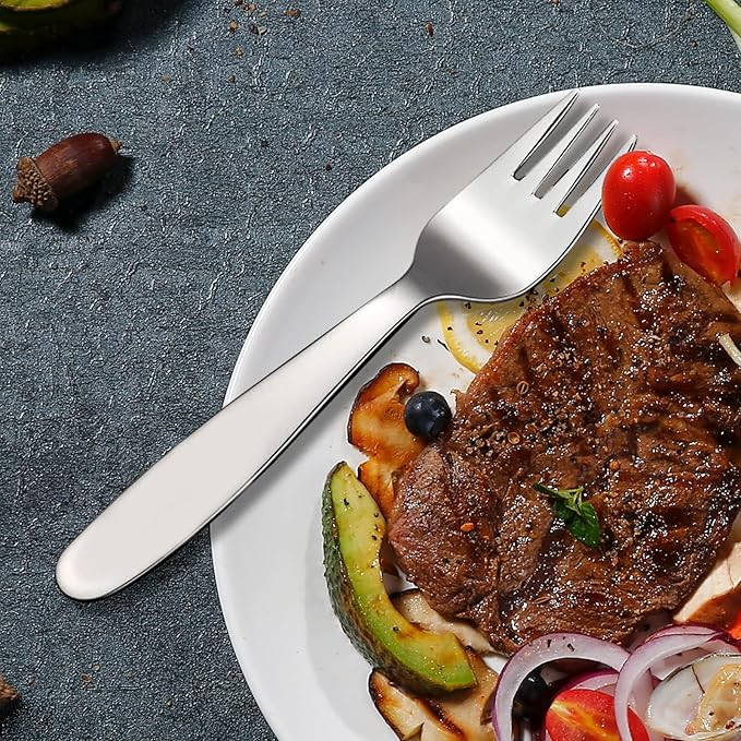 VANRA Premium 18/8 Stainless Steel Children's Cutlery - 5.8-inch Kids Dinner Forks, 4 Pieces Silverware Flatware Utensil Set for Home & School