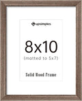 upsimples 8x10 Picture Frame, Natural Solid Wooden Picture Frames, Display 5x7 with Mat or 8 x 10 Without Mat, Wall or Tabletop, 1 Pack, Brown
