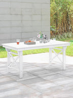 HDPE Outdoor Dining Table, 66.9” Rectangle Patio Dining Table for 6, All-Weather HDPE Outdoor Table with 2.2” Umbrella Hole, HDPE Patio Furniture for Deck, Backyard, Garden, Pool, Pearl