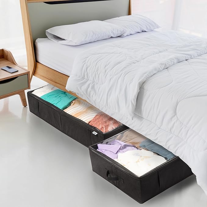 Closet Organizers and Storage - Maximize Space with Under Bed Storage Containers & Clothes Storage - Ideal Closet Organizer, Toy Storage Organizer & Underbed Storage (Black, 4 Pack)