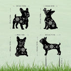 4 Pack Bulldog Metal Garden Decorative Stakes, Weather Proof Puppy Silhouette Statues for Yard, Patio,Outdoor Decor for Bulldog Lovers and Pet Owners