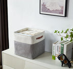 DECOMOMO 13 Inch Cube Storage Bins, Fabric Storage Cube, Basket for Kallax Shelves (Grey & White, 4 Pack)