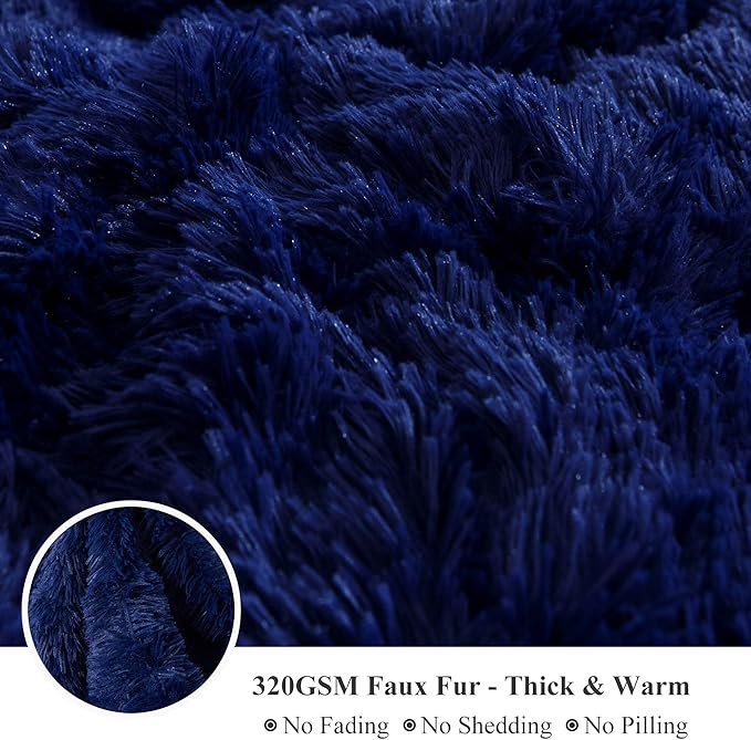 XeGe Luxury Faux Fur Throw Blanket, Blue Soft 50x60 Fluffy Blanket Throw, Shaggy Plush Decorative Couch Blanket, Cute Furry Bed Throw Holidy Fuzzy Lap Blanket for Kids Women Men Teen Girls Royal Blue