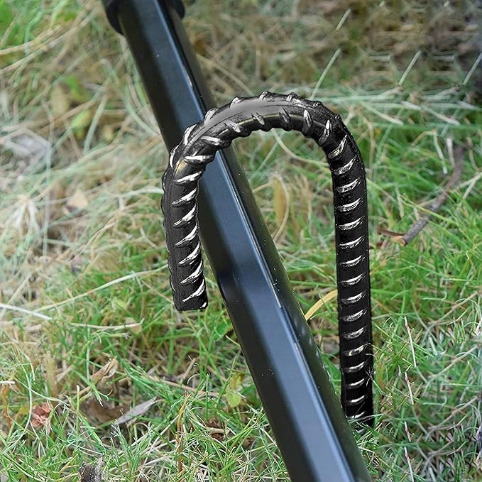 16" Ground Rebar Stakes Heavy Duty J Hook Ground Anchors, 5/16 inch Curved Steel Tent Stakes Anti Rust Steel Ground Stakes for Chain Link Wire Fencing, Pack of 40, Black
