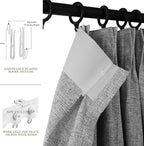 Room Divider Curtains Screen Partitions, Linen Look 100% Blackout Drapery 108 Inches Long, 100" Wide Pinch Pleated Window Drapes, Privacy Protecting, Light Blocking, (1 PC, Light Grey)