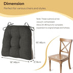 Non Slip Chair Cushions for Dining Chairs Set of 4 Kitchen Chair Cushions 18"x18"x3" Turfted Chair Pads Comfortable and Soft Seat Cushion with Ties, Dark Grey