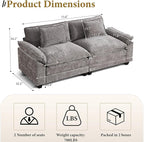 URRED Modular Sectional Sofa Comfy Cloud Couch, Modern Chenille Sofa Sleeper Deep Seat Couches with Ottoman/Pillows for Living Room (Gray, 82.6'')