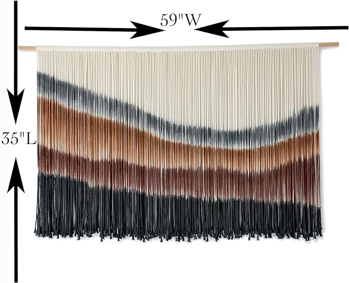 Flber Macrame Wall Hanging Macrame Wall Decor Large-Scale Tie-Dye Tapestry Living Home Room Wall Decor 57" Wx 35" L