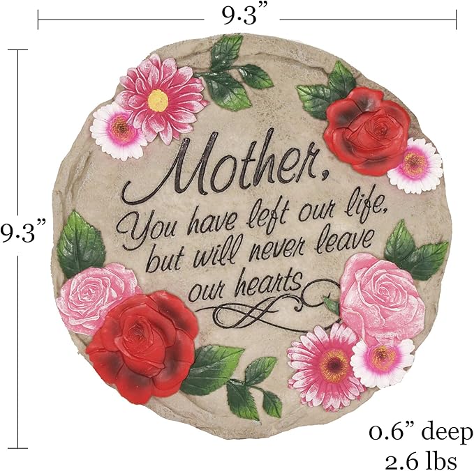 Spoontiques - Garden Decor - Mother Left Our Life but Never Hearts - Decorative Stone for Garden