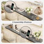 SUPERJARE 70 Inch Console Table with Outlets and USB-C Port, Extra Long Behind Couch Sofa Table with X-Shaped Design, Narrow for Entryway, Living Room, Metal Frame, Wooden Top, Grey