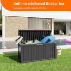 80 Gallon Resin Deck Box, Lockable Patio Outdoor Storage Box for Furniture, Garden Tools and Tools Storage, Waterproof Outside Storage Box - Black