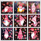 DC-BEAUTIFUL 107 PCS Valentines Window Clings, 9 Sheets Double-Sided Pink Love Heart Gnome Valentine Decoration Window Stickers, Reusable Static Holiday Window Decals for Home Wedding Party Decors