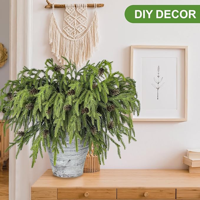 Artgar 50 Pcs Pine Branches - 18 Inch Artificial Green Pine Stem - Real Touch Pines Branches - Christmas Greenery Pines Branches for DIY Flower Arrangement Home Indoor Christmas Decor