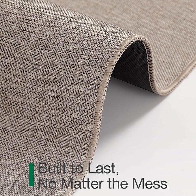 LUMI Ultra Thin Door Mat for Entryway,48"x72" Low Profile Non Slip Rubber Backing Indoor Doormat, Easy Clean Welcome Entrance Mat for Inside House, Patio, Beige