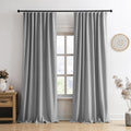RAIN CITY 104 Inch Long Blackout Curtains 2 Panels Set,70 Inch Wide Back Tab Pleated Curtains with Hooks Track System,Energy Efficinet Linen Blend Drapes for Dining Room Hoom Office 70x104,Grey