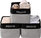 DECOMOMO Storage Baskets for Shelves - Fabric Closet Organizers and Storage Bins, Perfect Baskets for Organizing Closet Toys Nursery (Grey and Black, XL - 3 Pack)