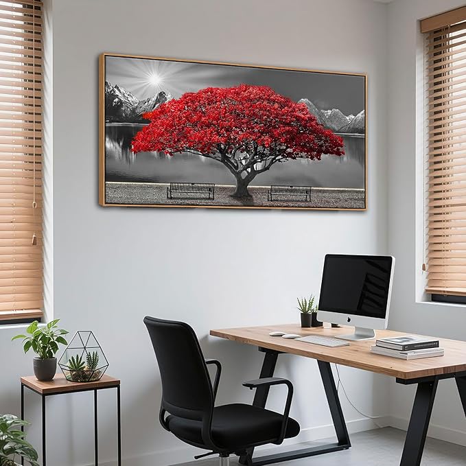 Large Framed Wall Art for Living Room Large Mangrove Landscape Modern Art for Wall Decor Living Room, Bedroom, Office, Home Wall Decor 24x48 inches(With Soild Wood Dark Framed)